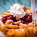 Strawberries and cream funnel cake from Auntie M's Gluten Free.