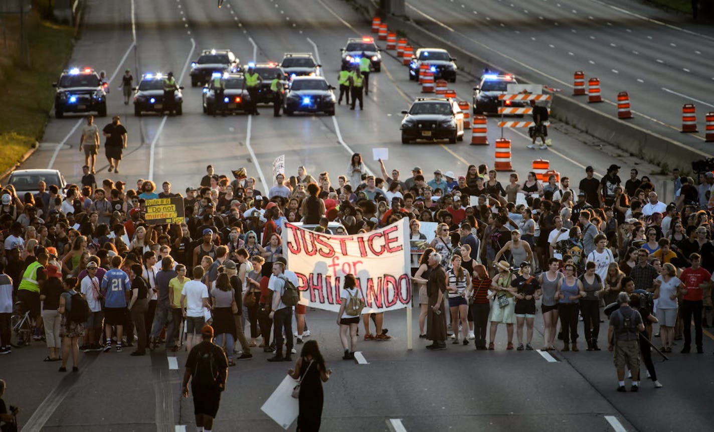 In July, the protesters started in front of the governor's residence and headed to Interstate 94.