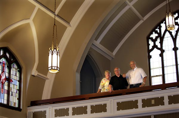 Left to right: Dottie Illg (Board member), Keith Reed (Artistic Director) and John Loch (Advisory board member), at the Steeple Center in Rosemount, M