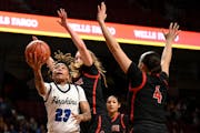 Hopkins and guard Liv McGill (23) are back at the state tournament. Seedings will be revealed Saturday.