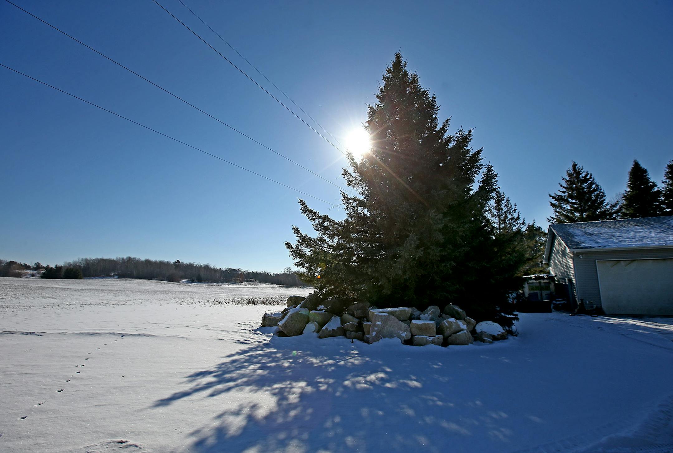 A view of Chad Hageman's back yard and the land being looked at for a proposed road realignment project, Thursday, February 5, 2015 in Inver Grove Heights, MN. ] (ELIZABETH FLORES/STAR TRIBUNE) ELIZABETH FLORES • eflores@startribune.com