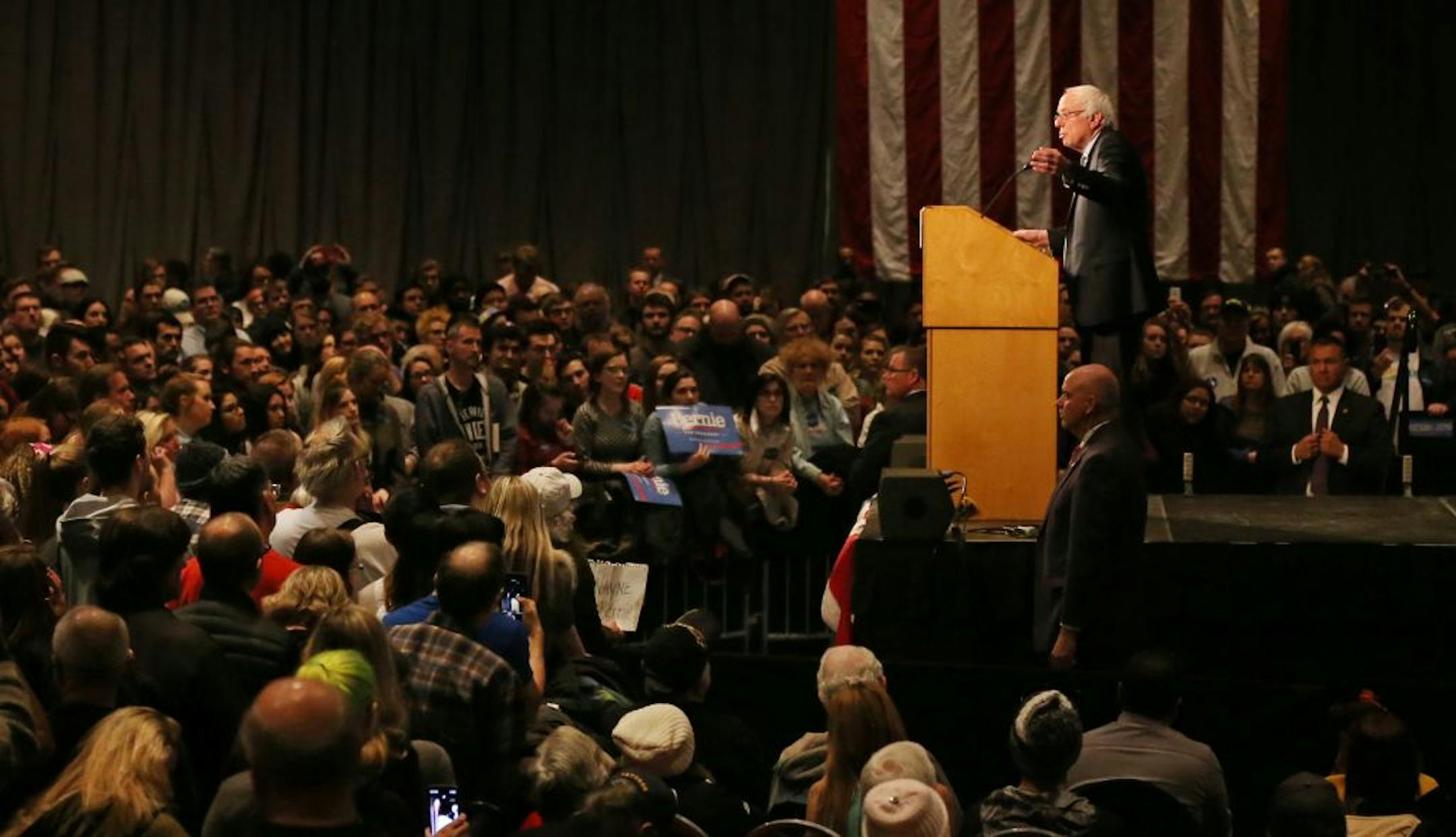 Democratic presidential candidate Bernie Sanders spoke to supporters Monday Feb 29, 2016 at the Minneapolis Convention Center Minneapolis MN.