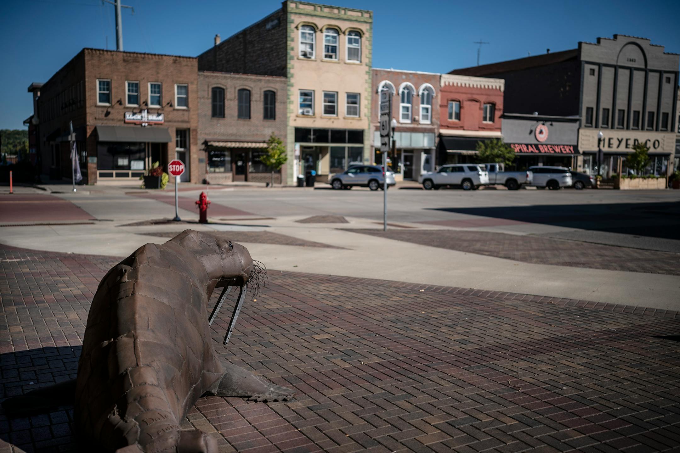 " I am Walrus" that weighs 450 pounds that was installed under the highway 61 bridge in Hasting.] Jerry Holt •Jerry.Holt@startribune.com