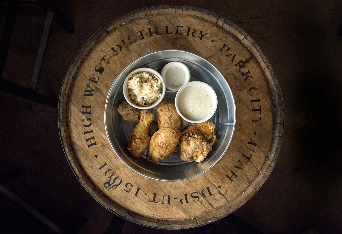 The Buttermilk Fried Chicken with grits and coleslaw at Lyn 65 in Richfield January 30, 2015. (Courtney Perry/Special to the Star Tribune)