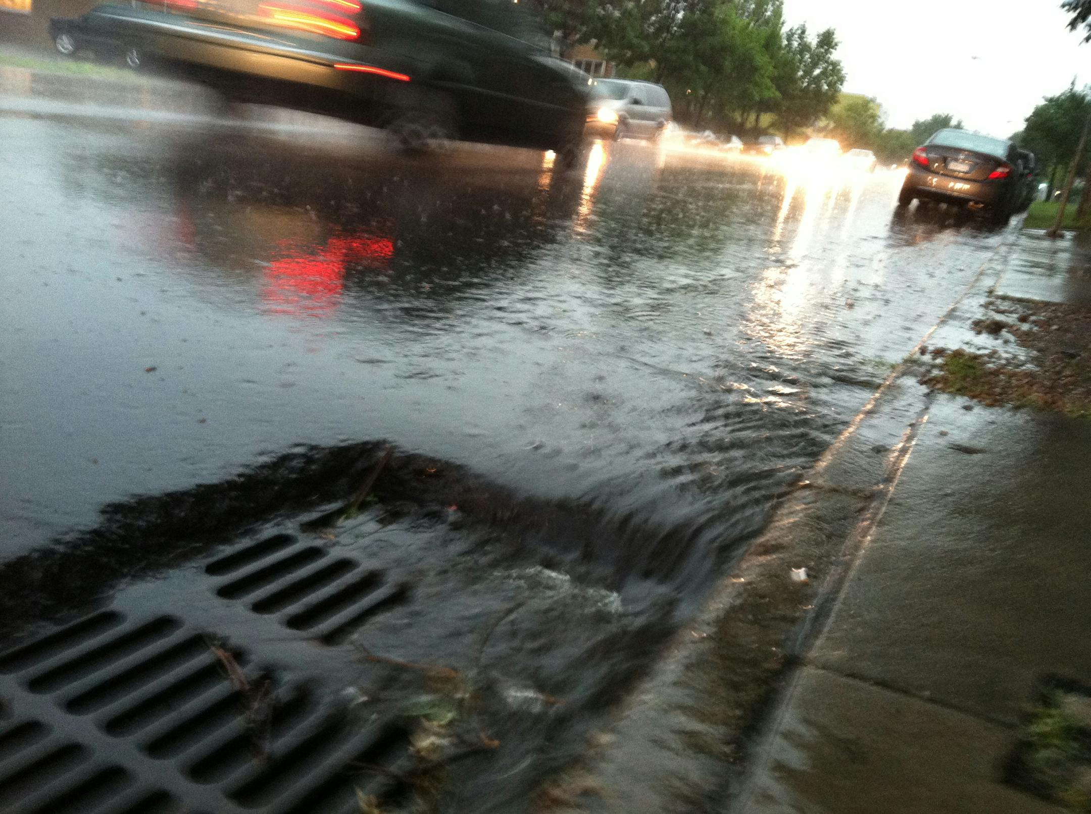 Minneapolis sewers were deluged with rain during a summer storm.