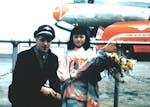 Jerome Koerner, the radio operator on Northwest's first passenger flight to Tokyo in 1947, was welcomed by a little Japanese girl upon arrival. The DC