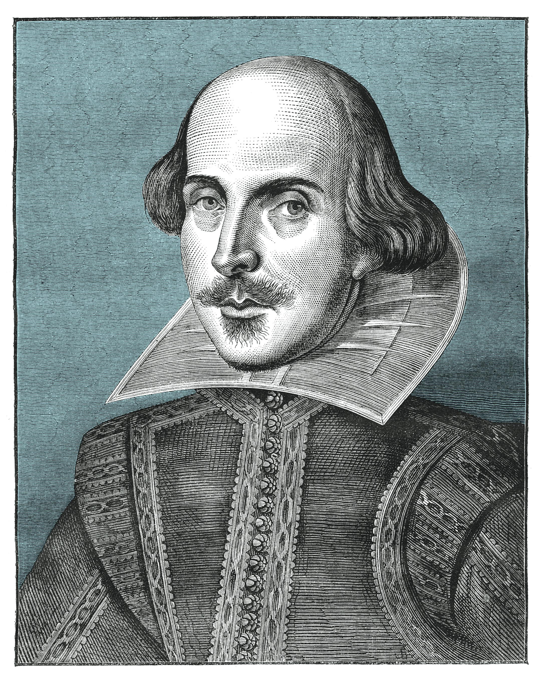 William Shakespeare, English poet and playwright. Engraving from Leisure Hour Magazine april 1864. The image is currently in public domain by the virtue of age.