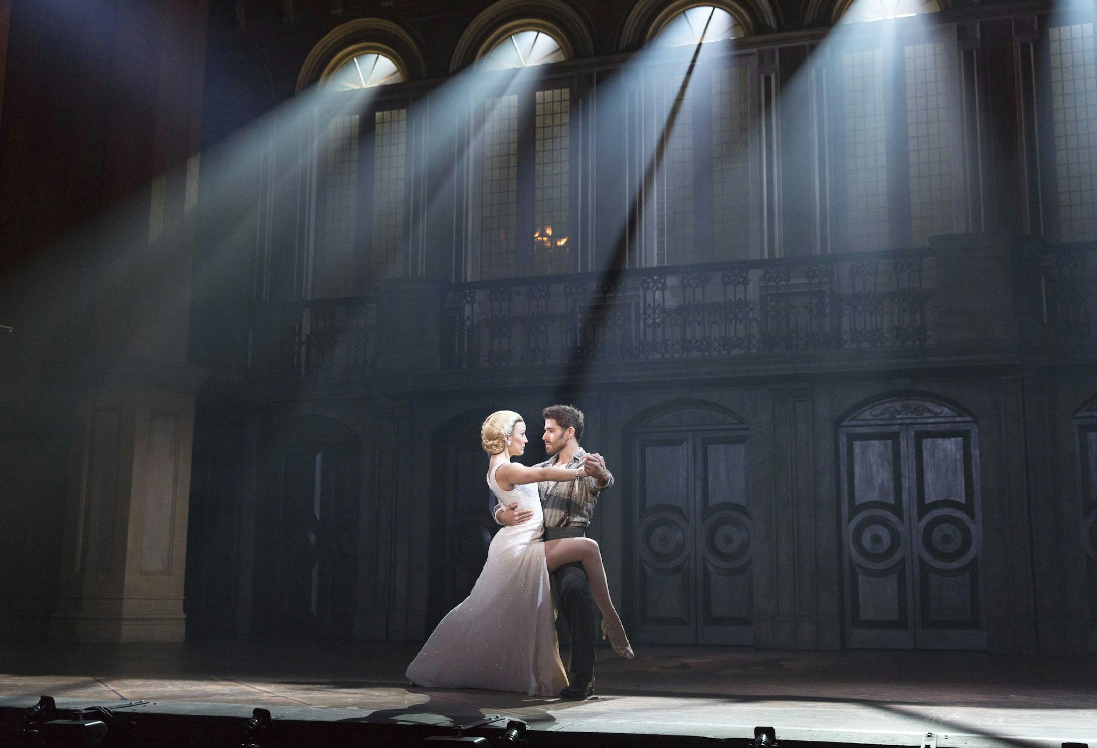 Photo: CAROLINE BOWMAN (Eva); JOSH YOUNG (Che) & SEAN MacLAUGHLIN (Per&#x221a;&#x2265;n) in the National Tour of "EVITA" by TIM RICE and ANDREW LLOYD WEBBER; the Tony Award&#xac;&#xc6;-winning musical directed by MICHAEL GRANDAGE and choreographed by ROB ASHFORD; PHOTO CREDIT - Richard Termine; photo call: Tuesday, September 10, 2013; 1:00 PM at the Providence Performing Arts Center; Providence, Rhode Island; Photograph: &#xac;&#xa9; 2013 Richard Termine PHOTO CREDIT - Richard Termine