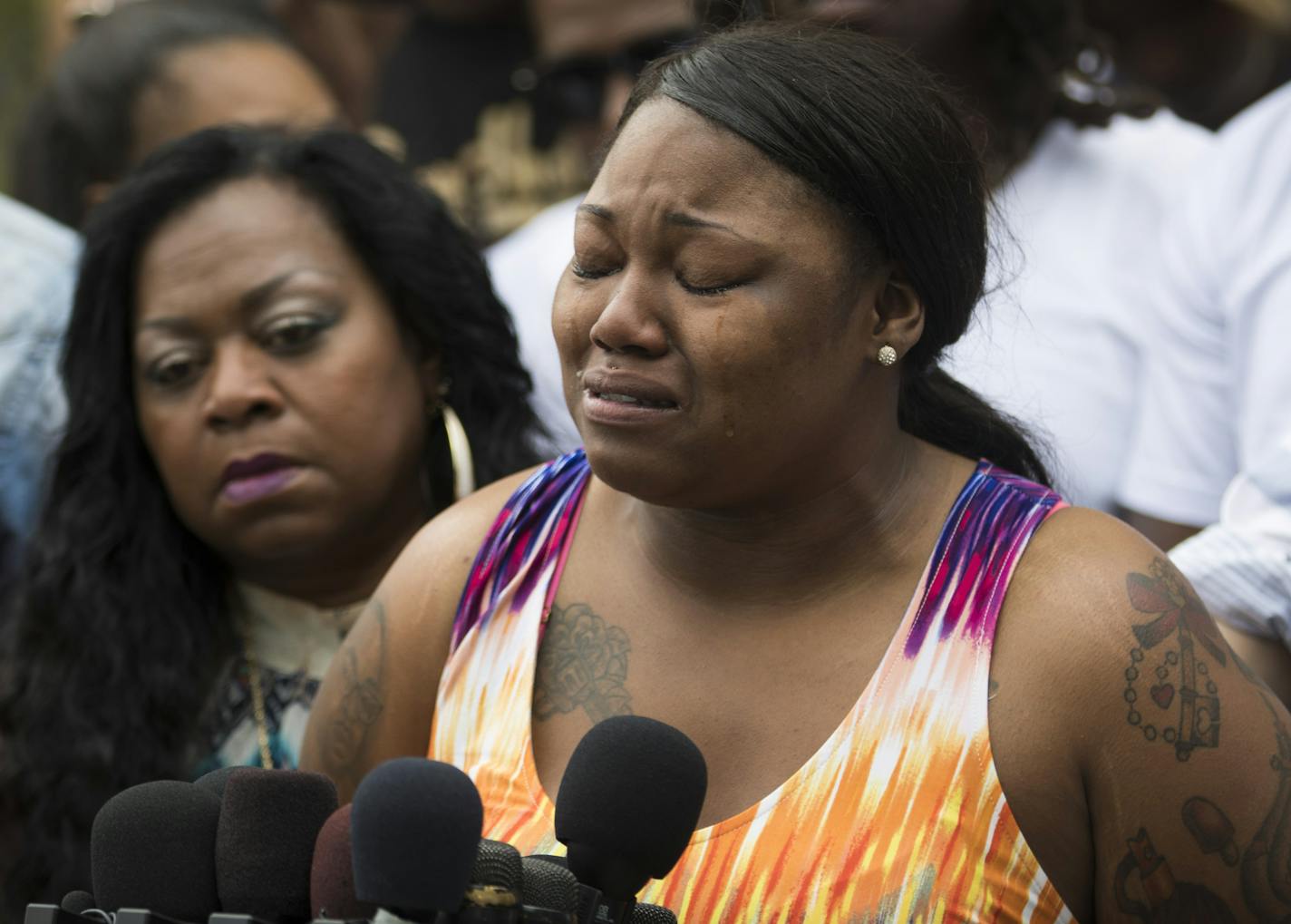 Philando Castile's sister Allysza Castile cried as she spoke to the media after Jeronimo Yanez was found not guilty at the Ramsey County Courthouse in St. Paul, Minn., on Friday, June 16, 2017. ] RENEE JONES SCHNEIDER &#x2022; renee.jones@startribune.com