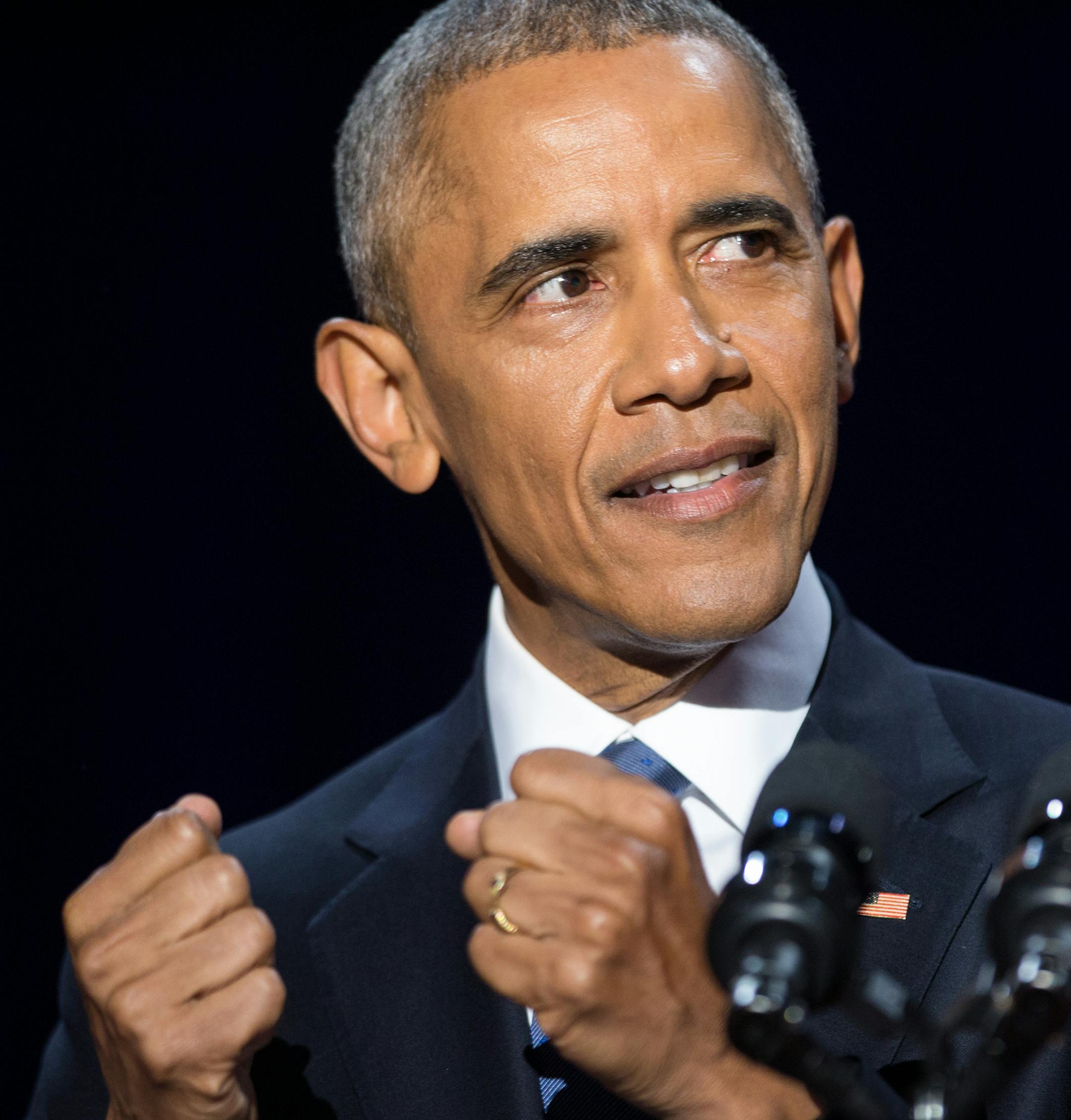 President Obama delivers his farewell address at McCormick Place in Chicago on Tuesday, Jan. 10, 2017. (Zbigniew Bzdak/Chicago Tribune/TNS) ORG XMIT: 1195879