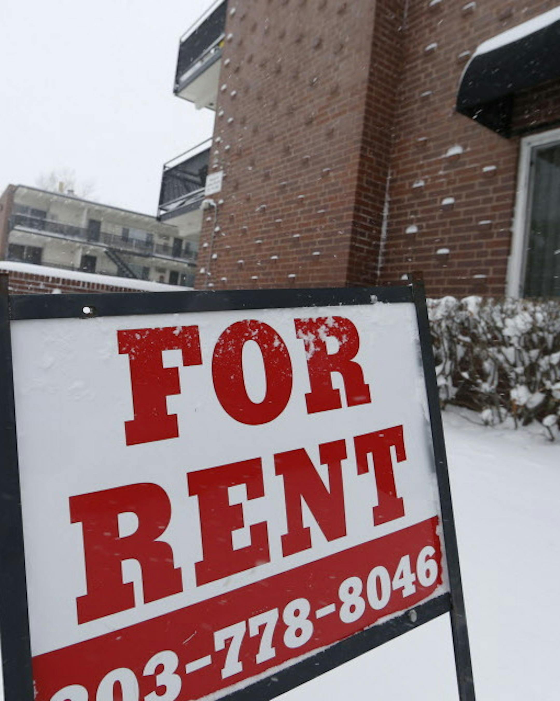 In this Tuesday, Dec. 15, 2015, photograph, a sign indicates a vacancy in a rental housing unit near downtown Denver. (AP Photo/David Zalubowski)