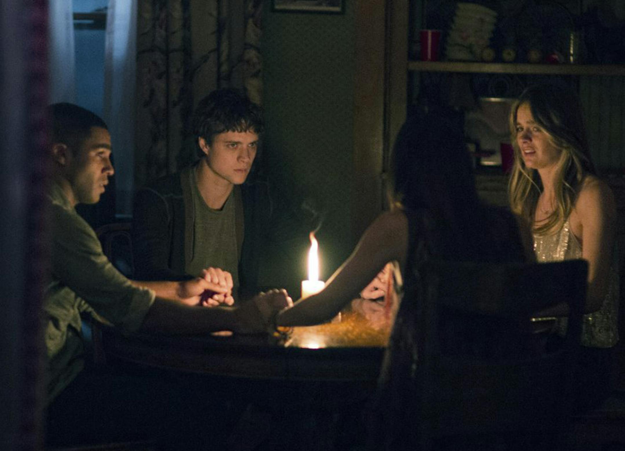 Douglas Smith, Lucien Laviscount, Jenna Kanell and Cressida Bonas in "The Bye Bye Man." (Doug Jones/STX Productions) ORG XMIT: 1195703