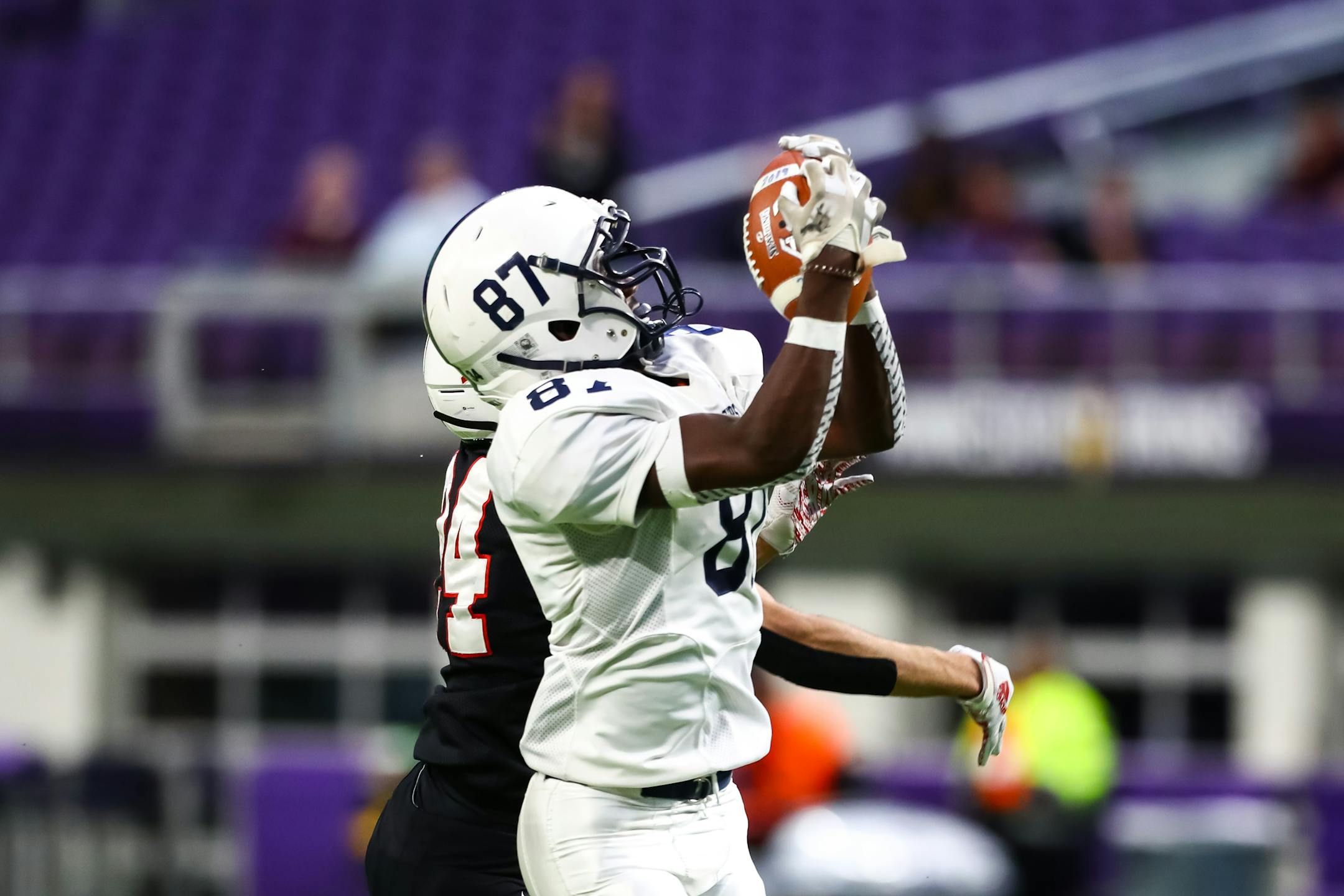 Dassel-Cokato wide receiver Eli Gillman caught a pass for a touchdown against Pierz in the 2019 Class 3A title game.