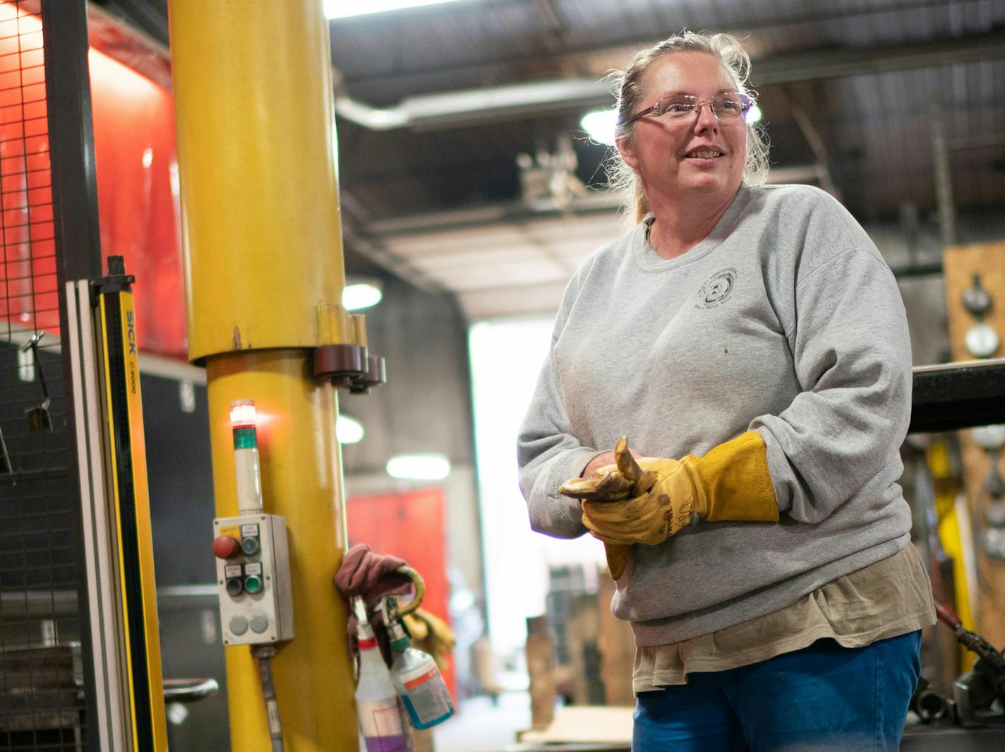 Monday was Claudine Vogel's first day at Aurelius Manufacturing, which employs 75 people in Braham, Minn.