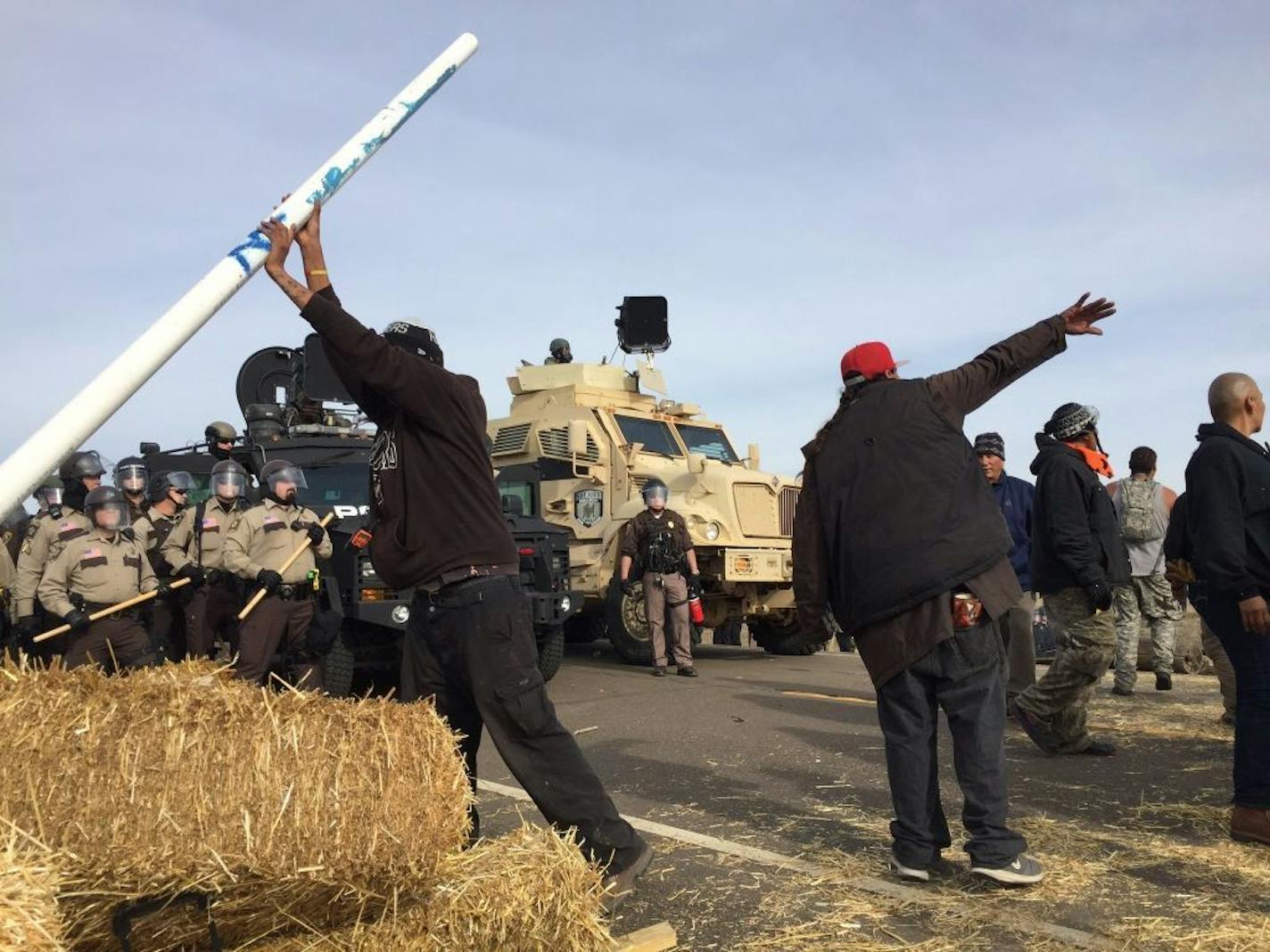 Dakota Access pipeline protesters confronted law enforcement on Thursday near Cannon Ball, N.D. The months-long dispute over the four-state, $3.8 billion pipeline reached a crisis point when the protesters set up camp on land owned by pipeline developer Energy Transfer Partners. The disputed area is just to the north of a more permanent and larger encampment on federally-owned land where hundreds of protesters have camped for months.