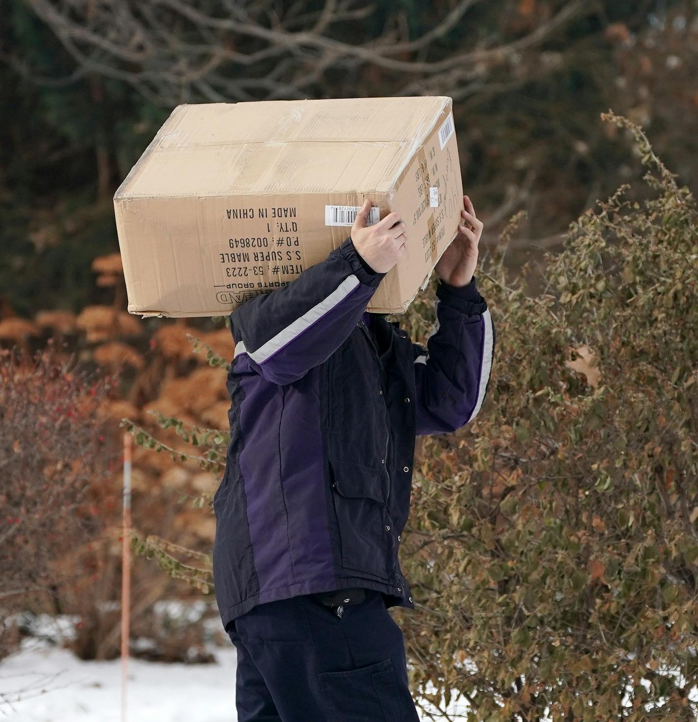 A FedEx driver delivered a package to a St. Paul resident Tuesday afternoon. ] ANTHONY SOUFFLE &#xef; anthony.souffle@startribune.com St. Paul police conducted an operation using a GPS tracking unit to bait and track packages that are stolen off homeonwers' front doors Tuesday, Dec. 11, 2018 in St. Paul, Minn.