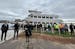 Duluth Mayor Emily Larson spoke at a news conference along the Duluth harbor Monday, Oct. 16, 2023, as the Vista Star docked.