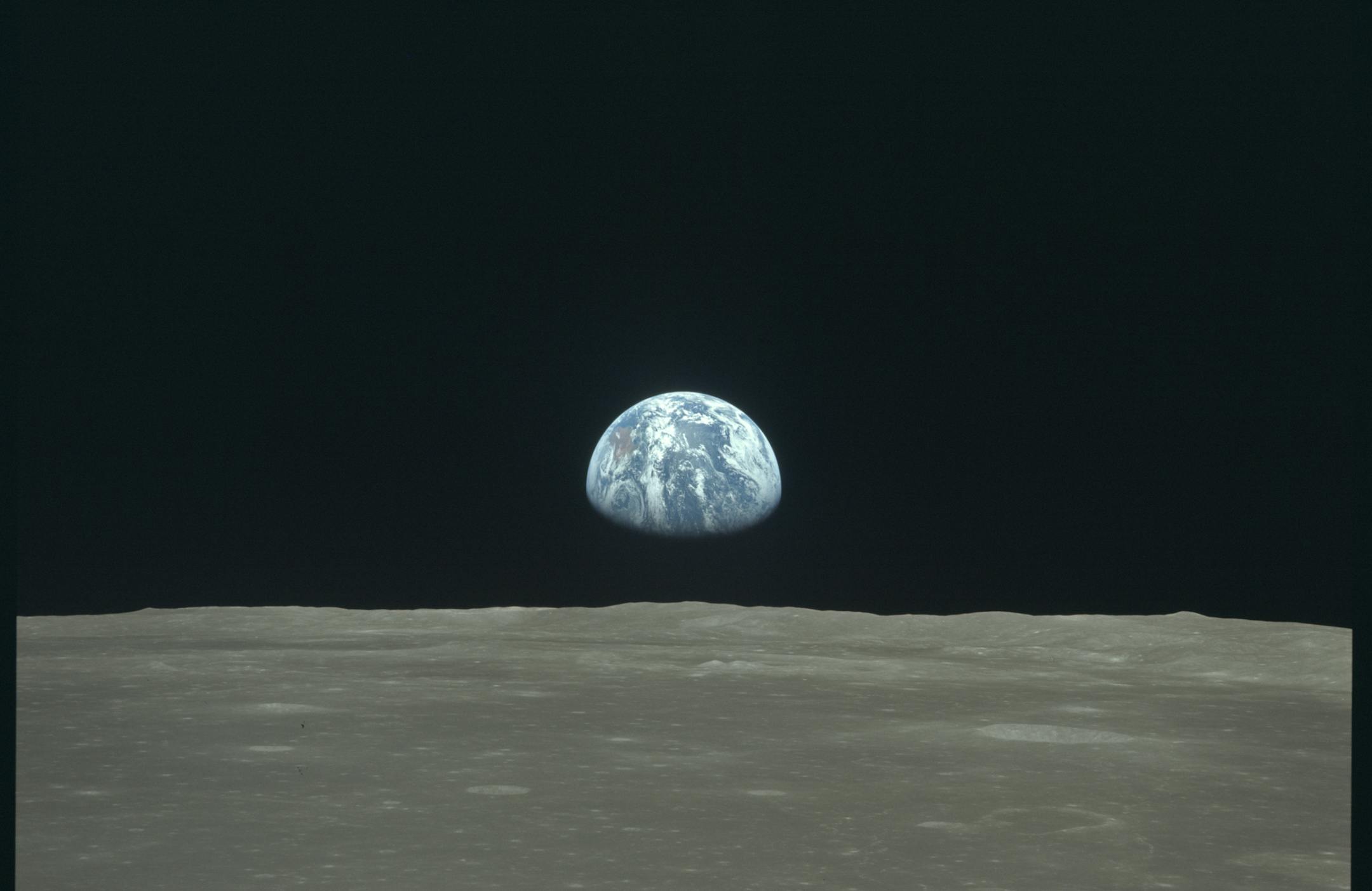 A photo provided by NASA shows Earth as seen from the Apollo 11 lunar mission in July 1969. Could a Òmoon shotÓ for climate change cool a warming planet? Fifty years after humans first left bootprints in the lunar dust, itÕs an enticing idea. The effort and the commitment of brainpower and money, and the glorious achievement itself, shine as an international example of what people can do when they set their minds to it. The spinoff technologies ended up affecting all of our lives.