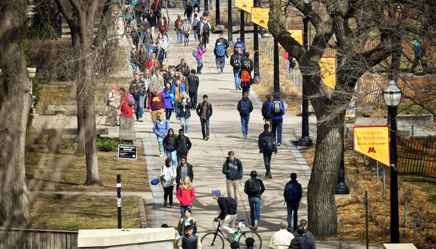 Students on the University of Minnesota campus.