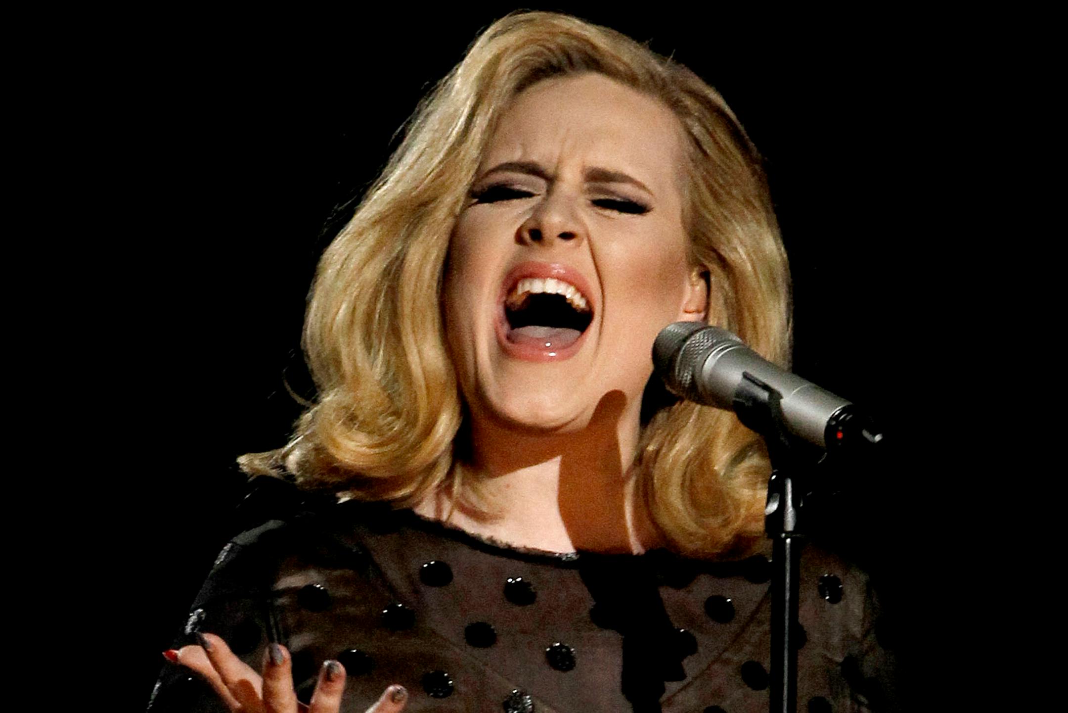 In this 2012 file photo, Adele performed during the 54th annual Grammy Awards in Los Angeles.