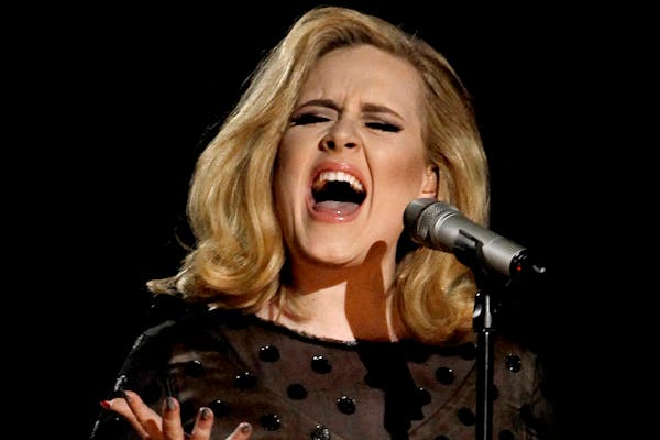 In this 2012 file photo, Adele performed during the 54th annual Grammy Awards in Los Angeles.