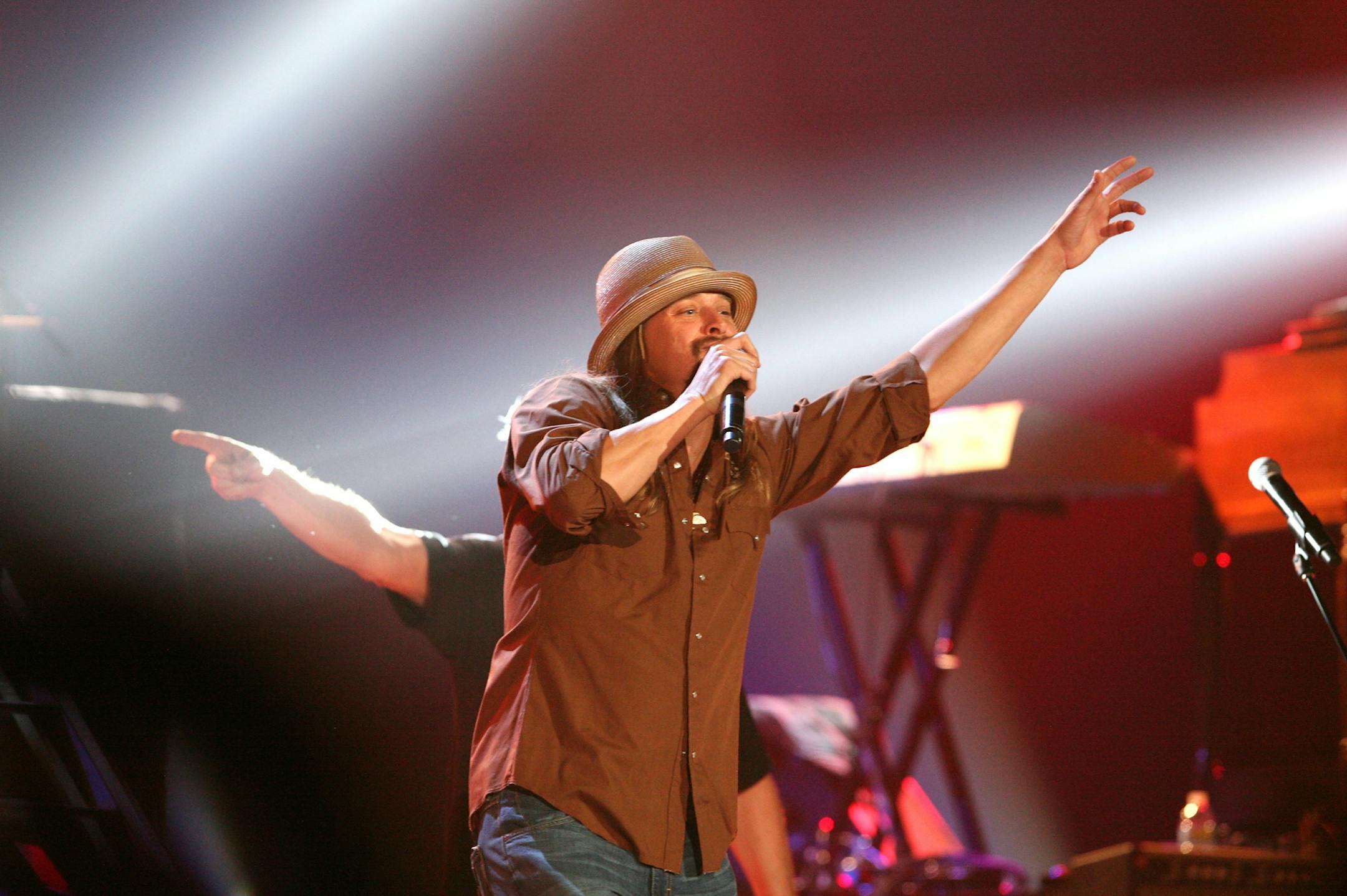 Detroit rock icons Kid Rock and Bob Seger perform together after individual sets at Xcel Energy Center in St. Paul March 15, 2013.