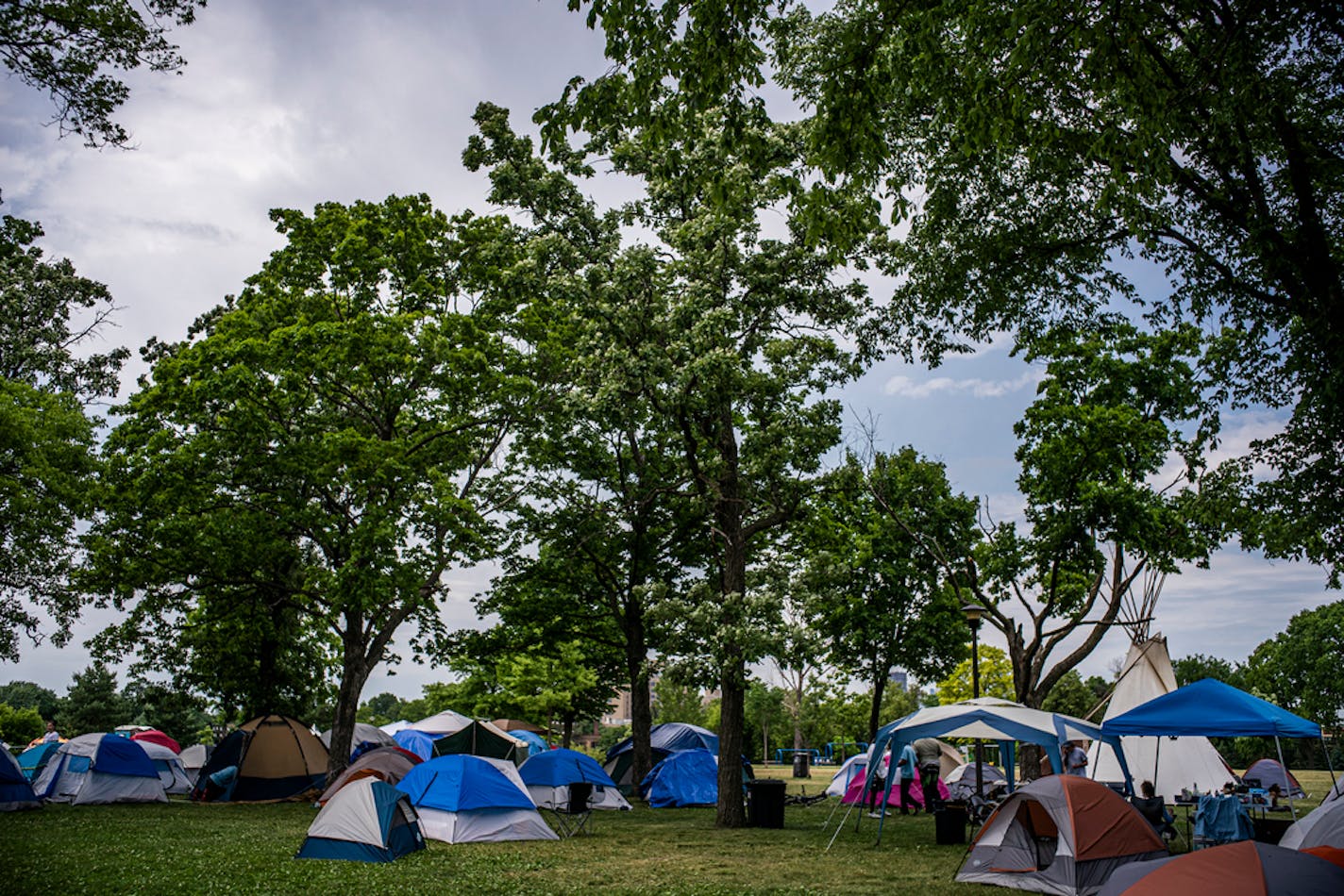 Powderhorn Park in south Minneapolis is the site of growing homeless encampments.