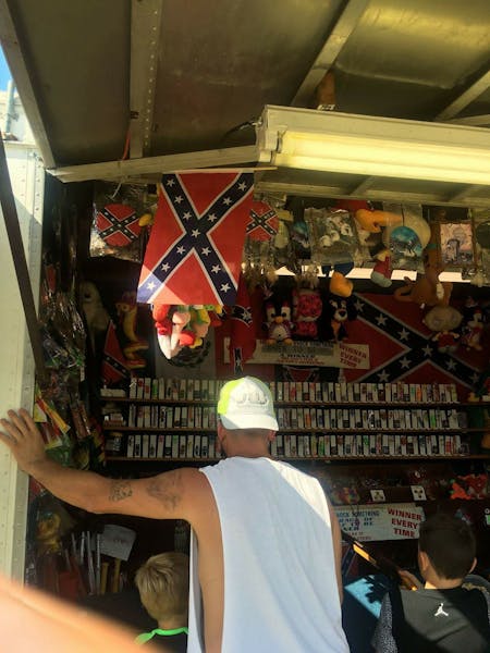 Winners at this Dakota County Fair shooting game could pick a Confederate flag as their prize.