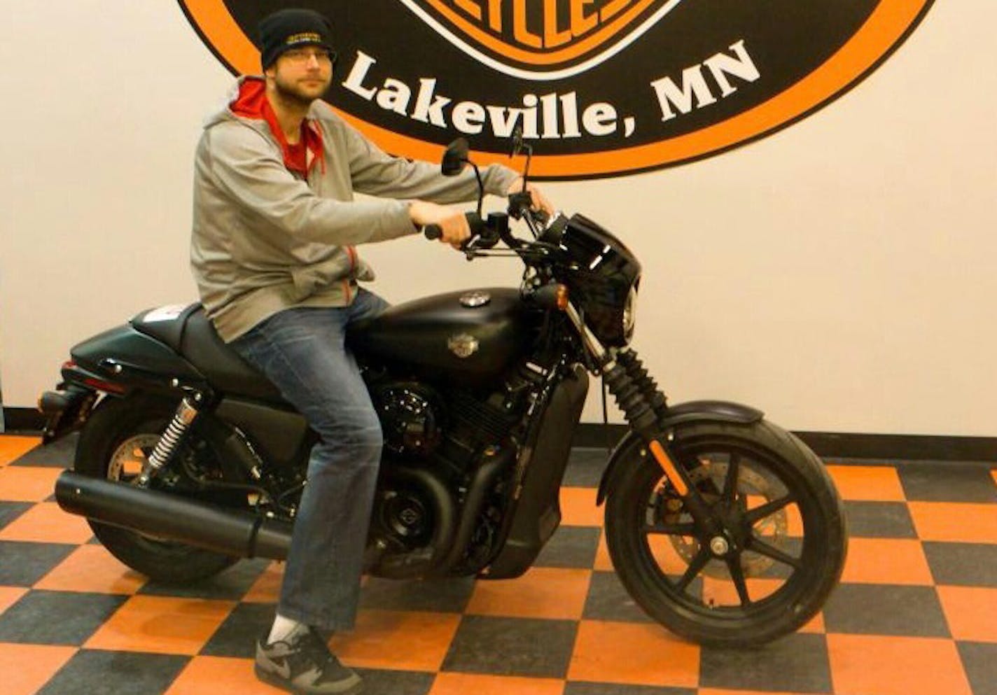 Dominic Morris claimed the Harley-Davidson he won by beating a robotic goalie on five shots in a row at Smaaash arcade.