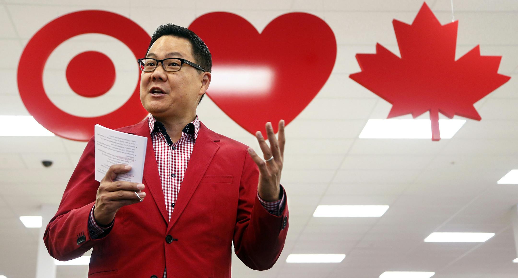 FILE -- When Target Canada opened a store in September 2013, its Sr. VP of Merchandising, John Morioka, led a media on a tour through the new store.