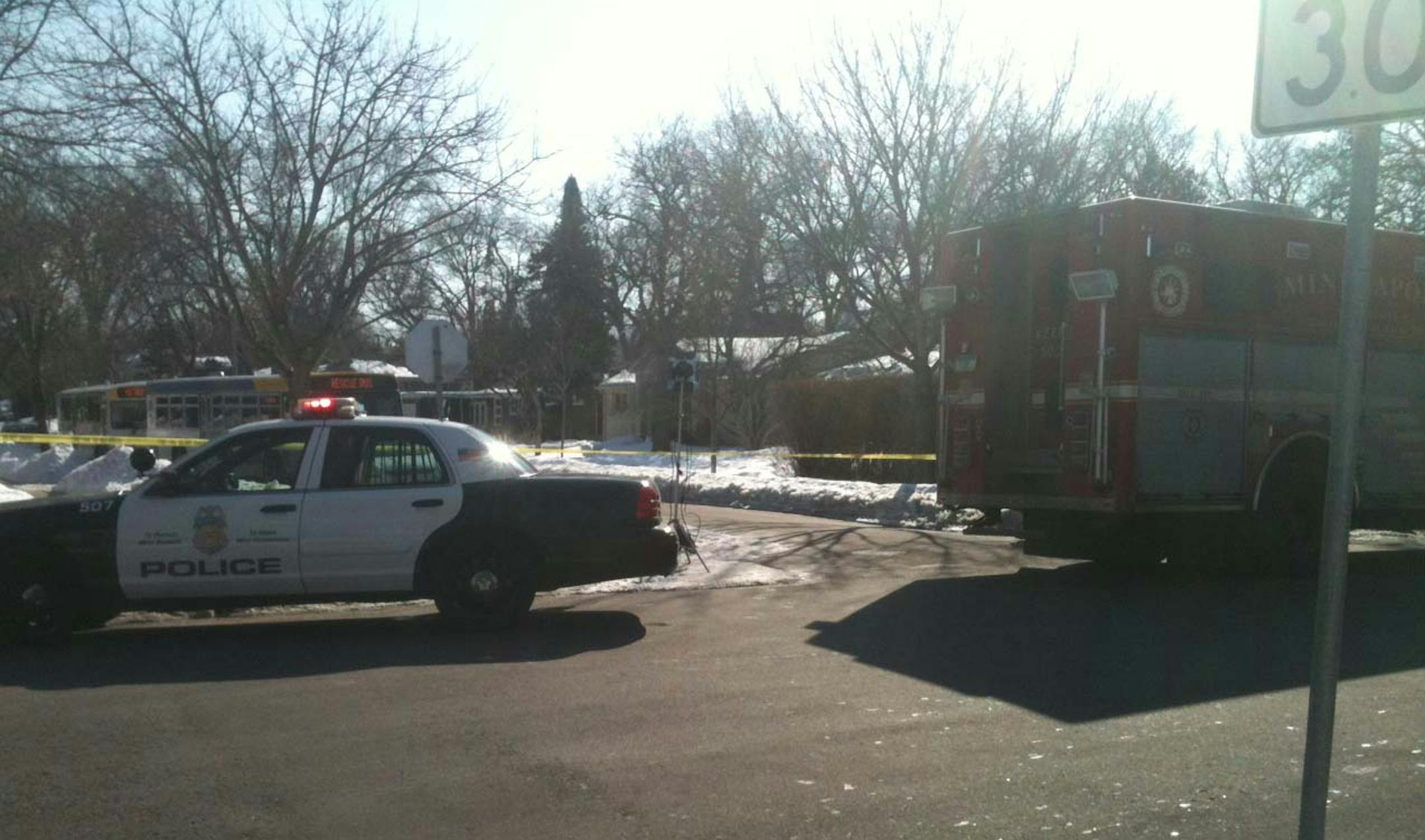 The crowded scene near 39th Street and York Avenue S. in Minneapolis due to Wednesday afternoon's gas leak.