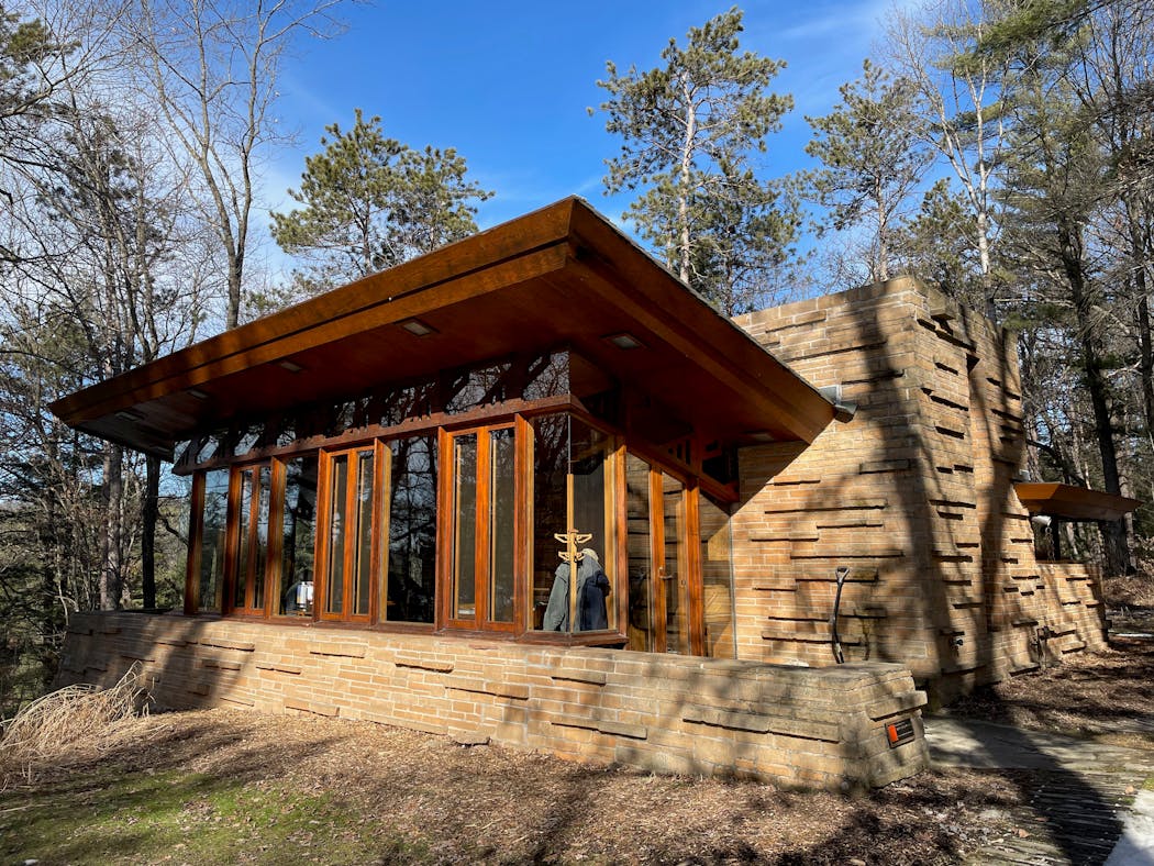The Frank Lloyd Wright-designed Seth Peterson Cottage in Mirror Lake State Park.