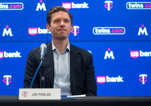 Joe Pohlad, Minnesota Twins Executive Chair, smiles during a press conference.