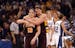 Janel McCarville hugged Lindsay Whalen with seconds left in the Gophers’ Elite Eightt victory over Duke on March 30, 2004.