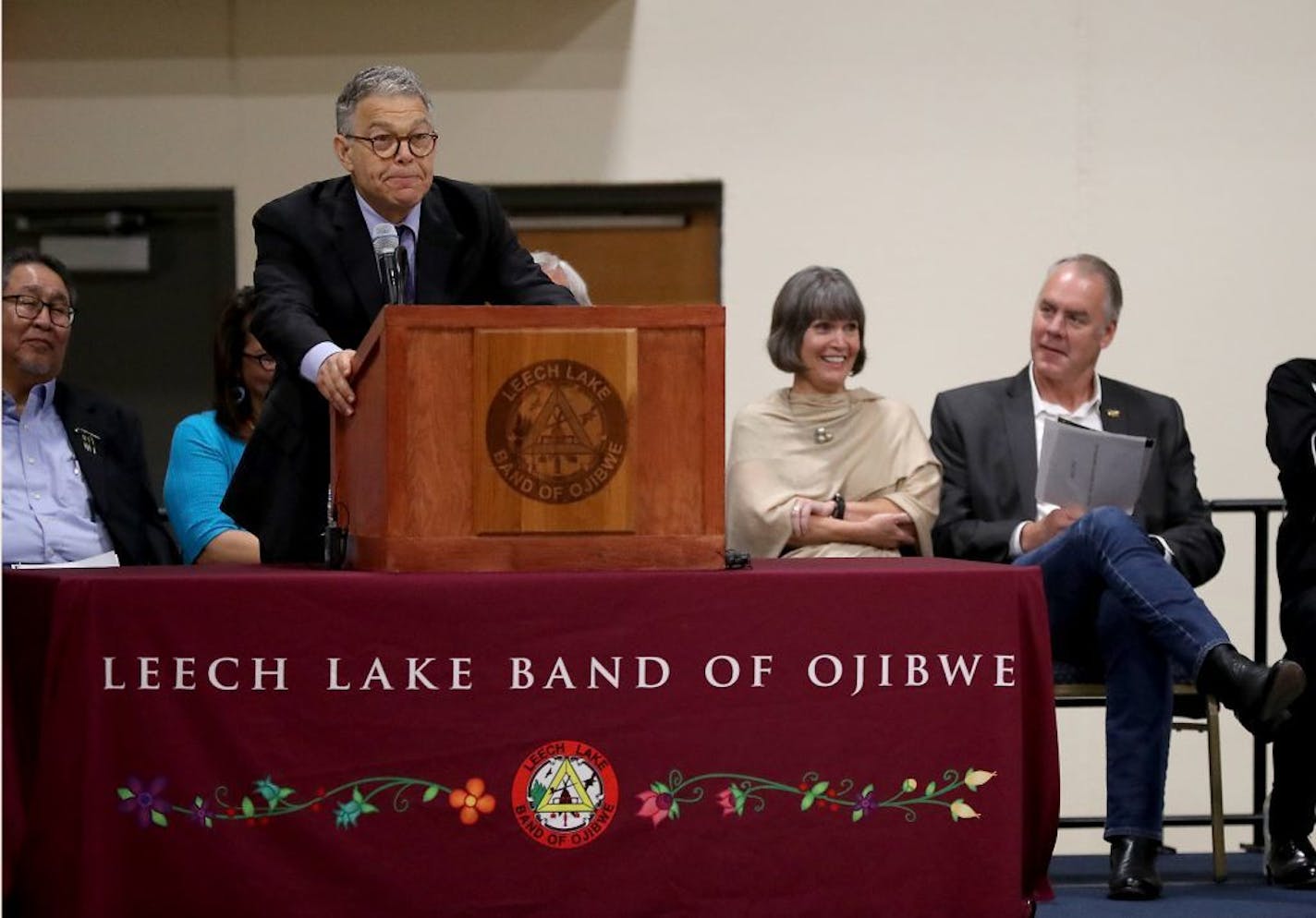 Monday, July 30, 2018 was dedication day for the new Bug-O-Nay-Ge-Shig school in Bena, Minnesota. Here, former U.S. Sen. Al Franken recounted how he once danced, to the laughter of some, while attending his first pow wow.