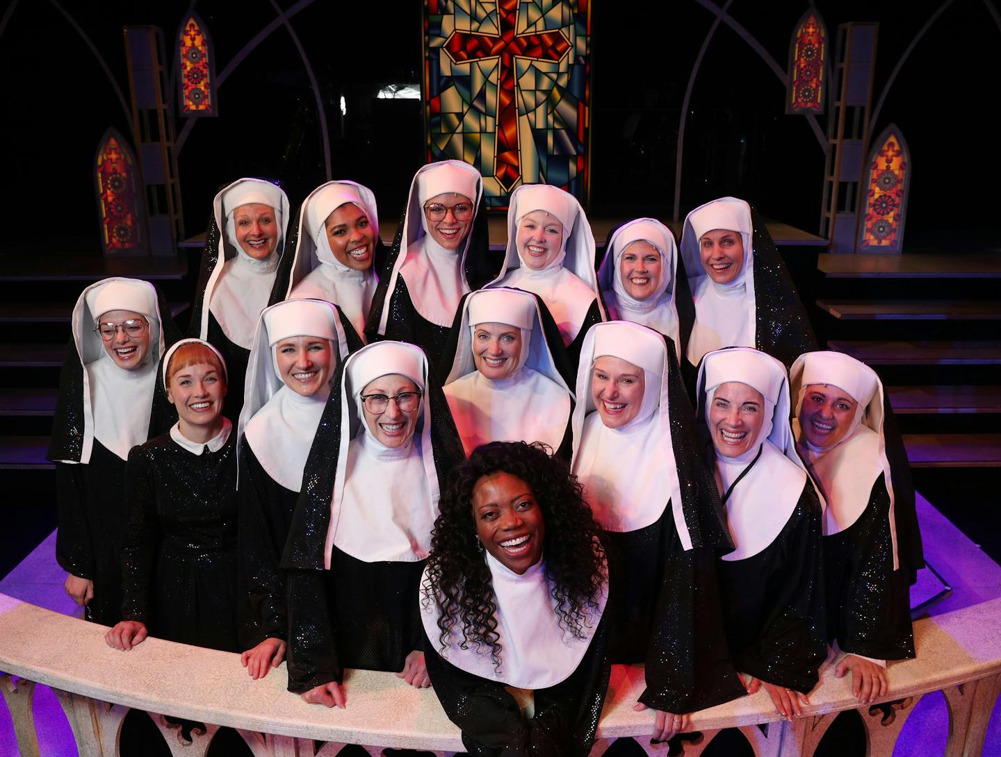 The nuns rally around Deloris Van Cartier (Regina Marie Williams, foreground) in "Sister Act" at Chanhassen Dinner Theatres.