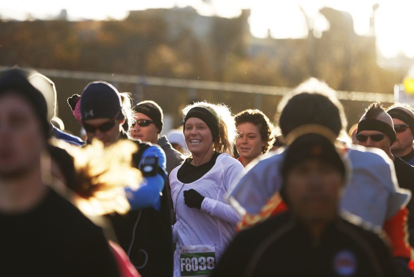 At the Medtronic Twin Cities Marathon, Jenna Rasmusson was all smiles at the beginning of the marathon.