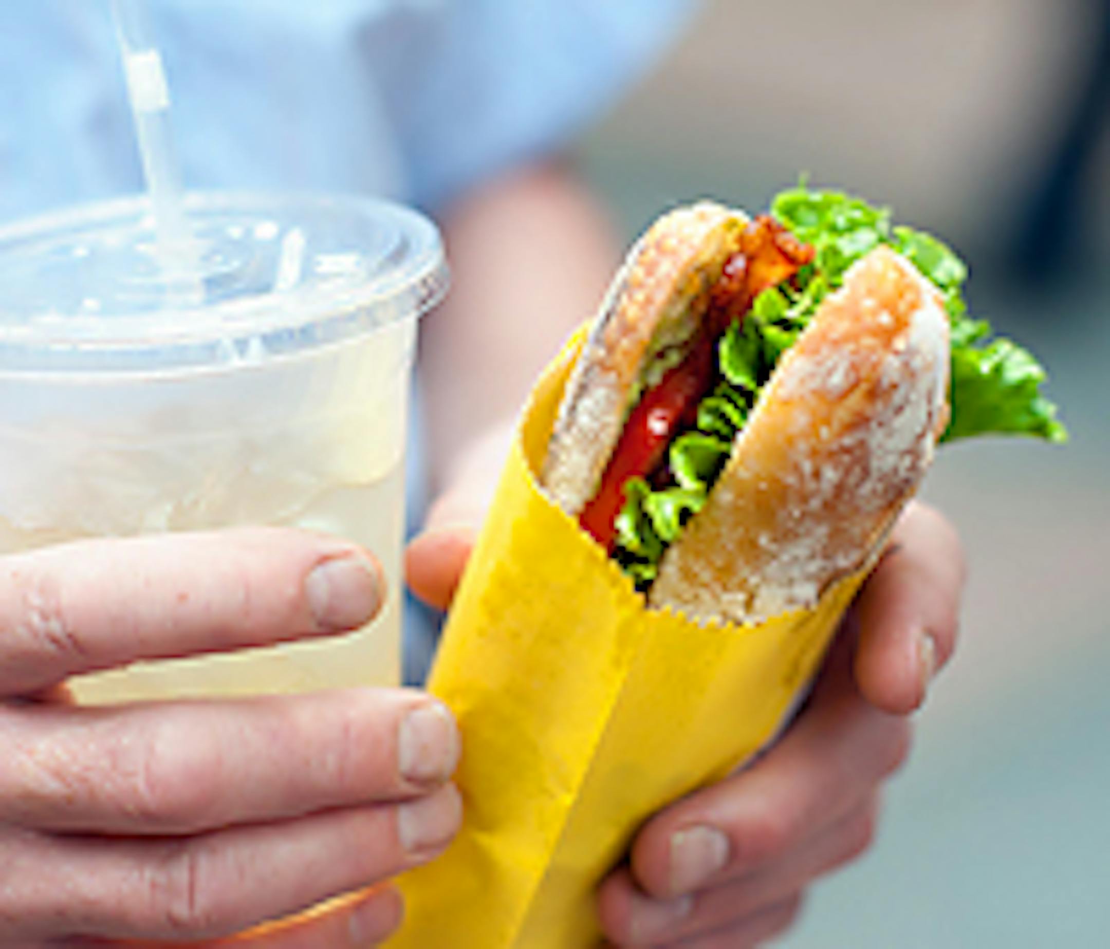 Homemade basil-lime soda and a B.L.T. from The Dandelion Kitchen food truck