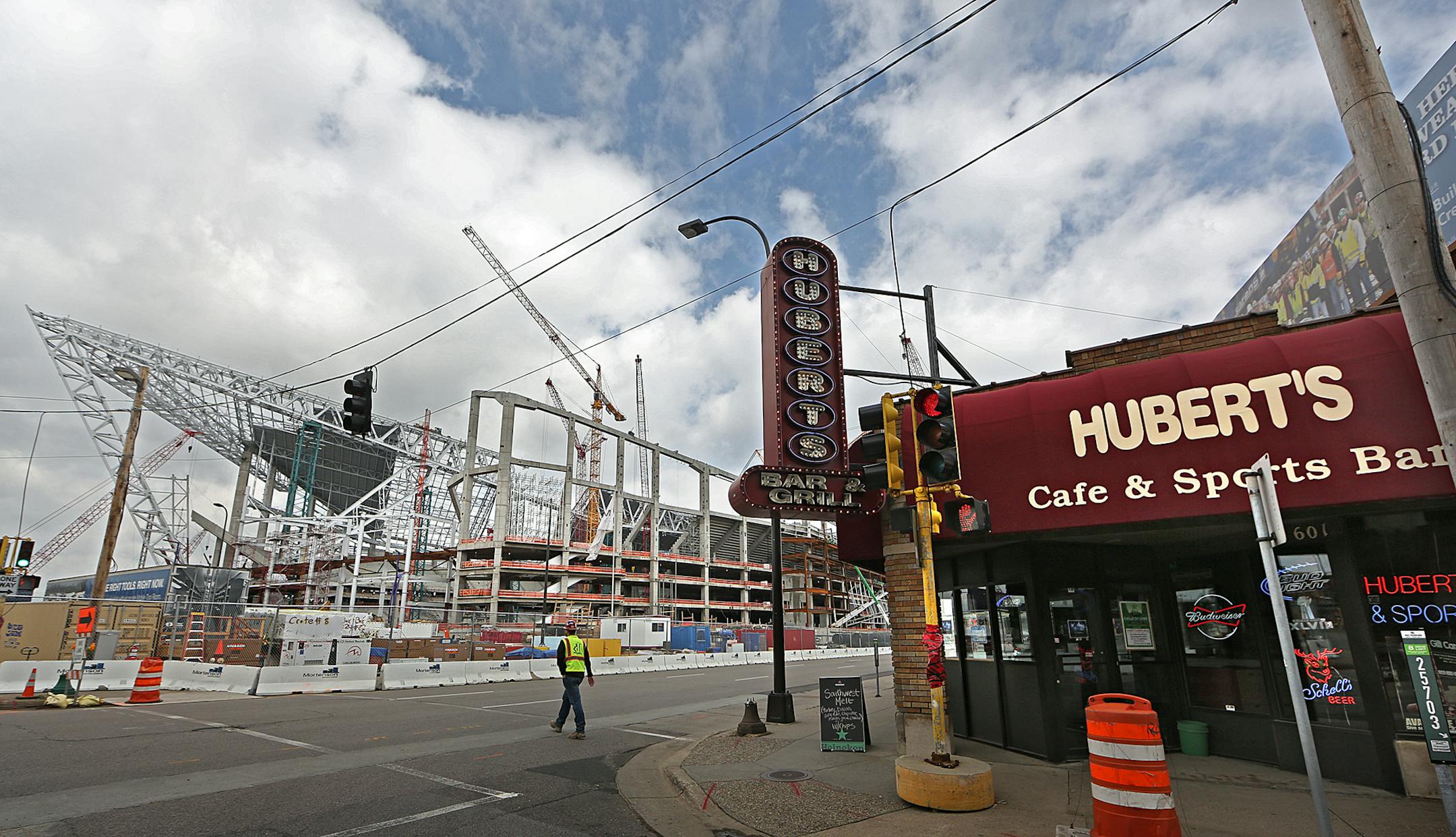 Hubert's CafÈ and Sports Bar by the stadium has sold. ] JIM GEHRZ ï james.gehrz@startribune.com / Minneapolis, MN / June 4, 2015 / 4:00 PM ñ BACKGROUND INFORMATION: Hubert's CafÈ and Sports Bar by the stadium has sold. The original owner, Steve Anderly, has been battling terminal cancer for years and said it's time to change gears. The new owner -- Stadium Partners LLC -- is a small, independent company with minor real estate holdings in the Twin Cities.