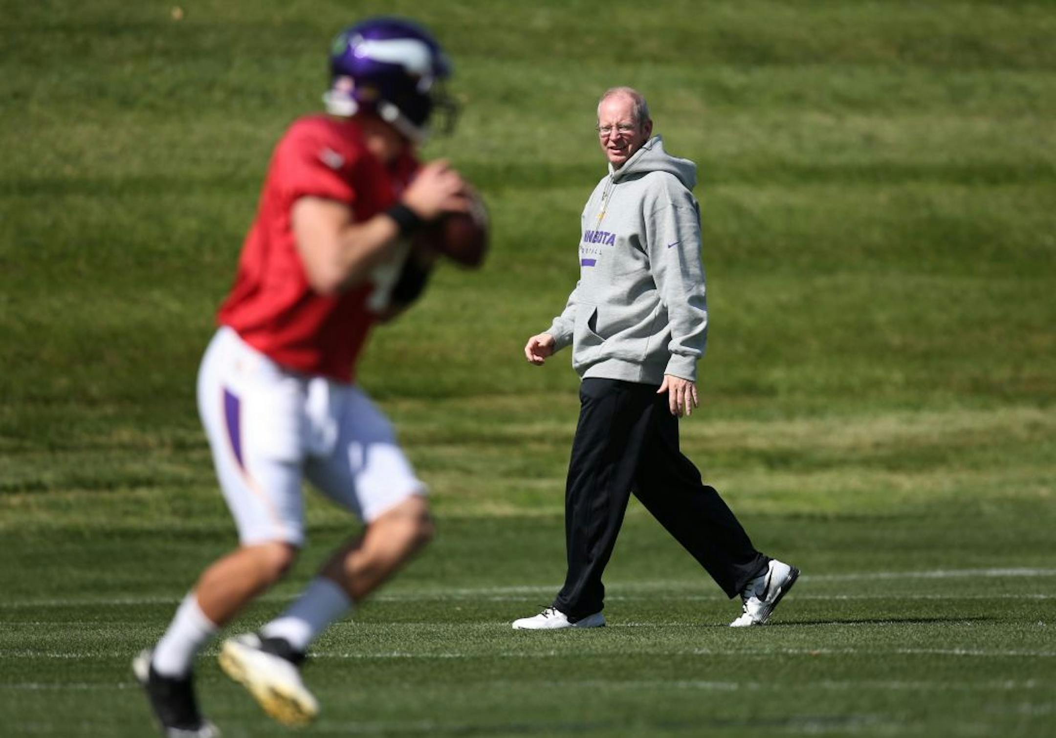 Vikings offensive coordinator Bill Musgrave and the Vikings prepared for their Sunday game with San Francisco on Thursday.