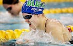 Madison Potter of Blake School swam the breast stroke during the Girls 200 yard IM during the Girls' swimming state meet prelims, Class 1A Friday, Nov