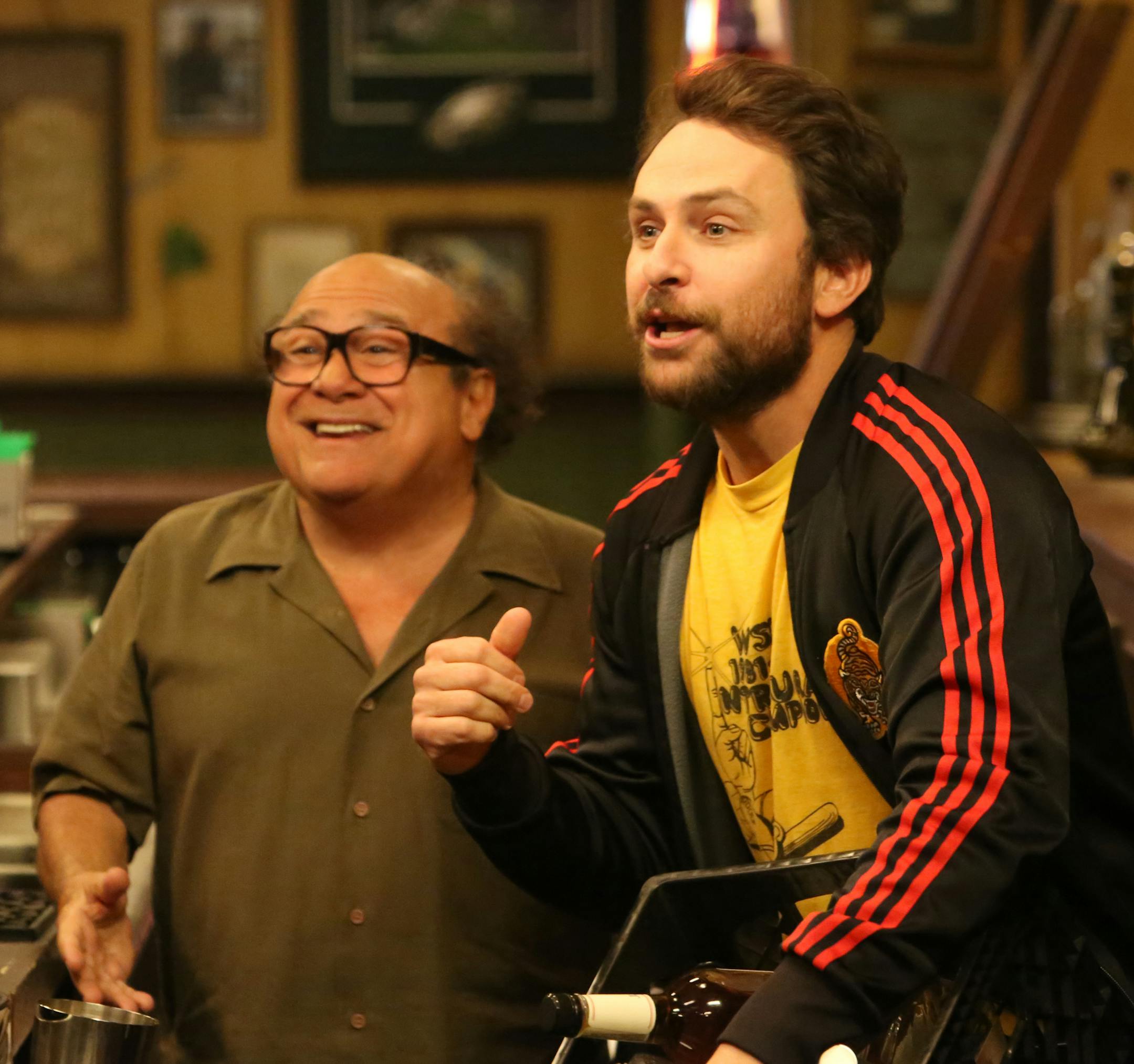 IT'S ALWAYS SUNNY IN PHILADELPHIA -- "The Gang Gets Romantic" – Season 14, Episode 1 (Airs September 25, 10:00 pm e/p) Pictured: (l-r) Danny DeVito as Frank, Charlie Day as Charlie. CR: Patrick McElhenney/FXX
