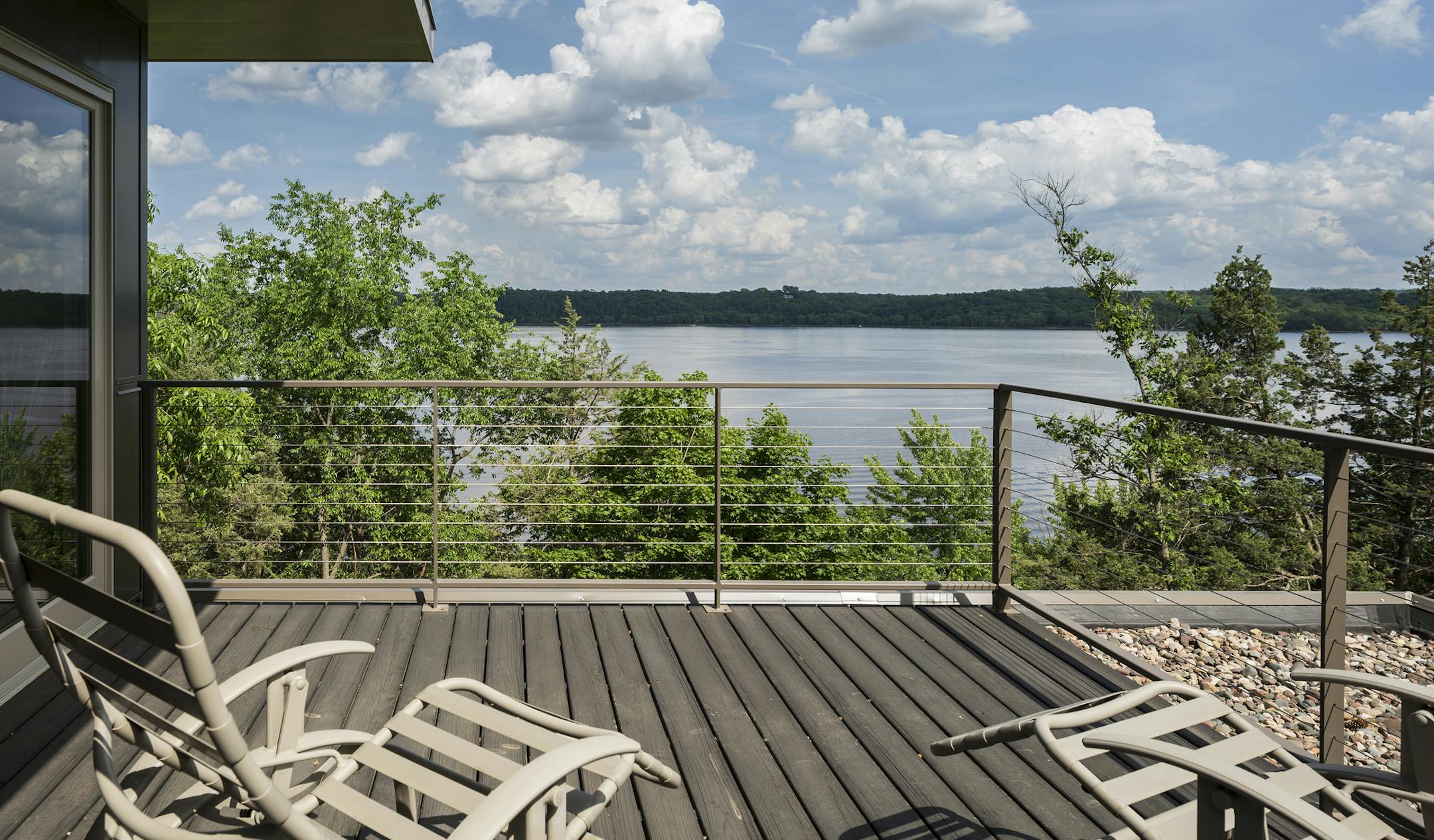 Homeowner Jim Goergen can watch the wildlife and the flowing St. Croix River from an upper deck off the owners’ bedroom.
