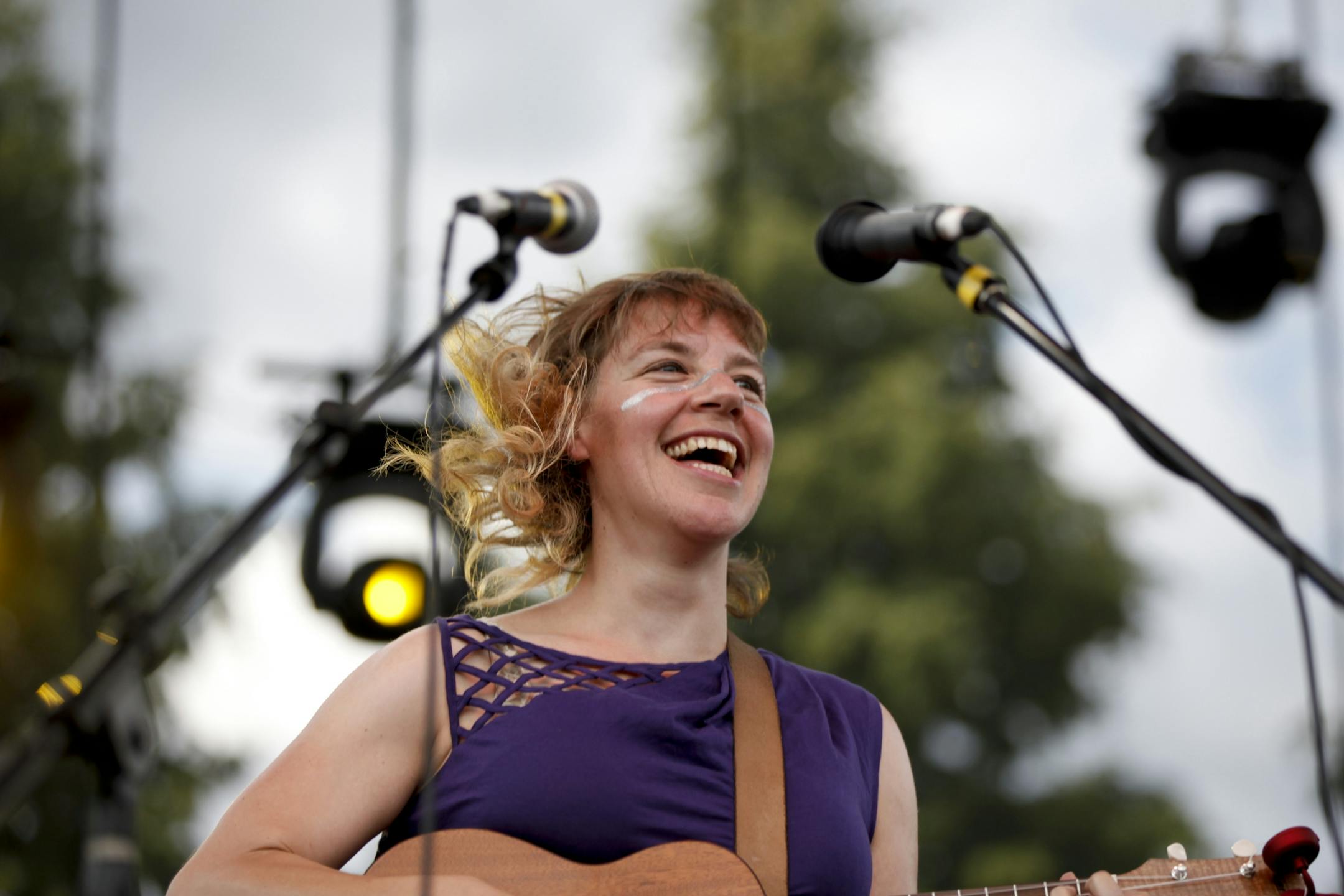 Lead singer of Tune-yards Merrill Garbus sets the tone of the 2012 Rock the Garden concert as the second performance of the evening in Minneapolis, Minn. on Saturday, June 16, 2012.
