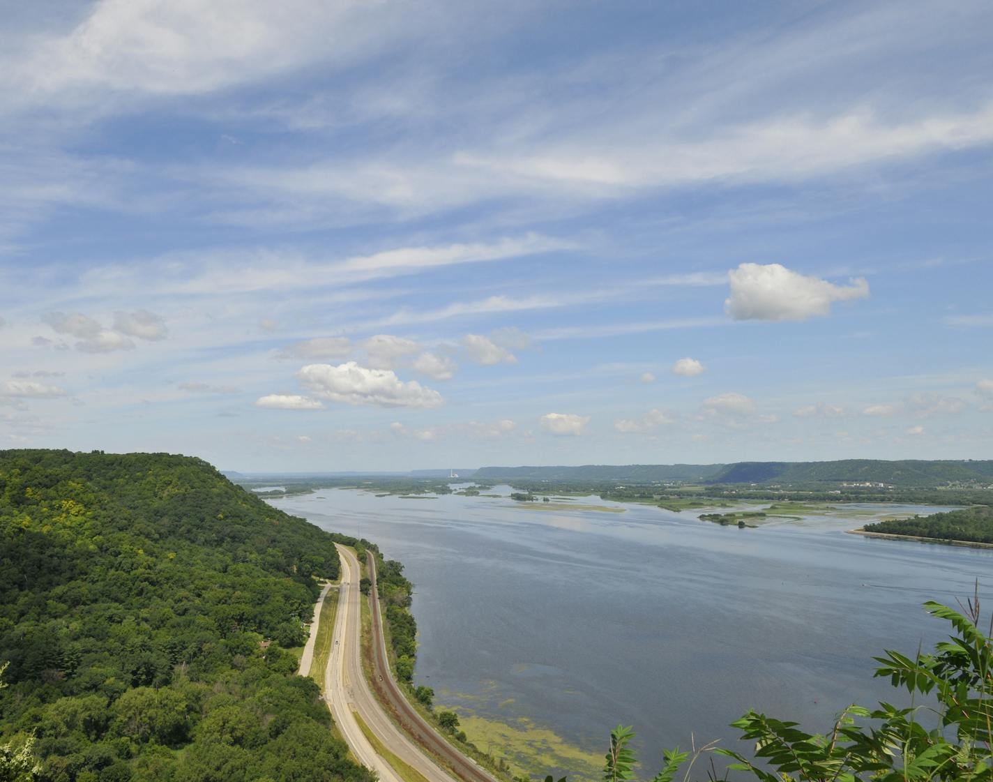 A blufftop view of Minnesota's Great River Road region that runs from Hastings south to the Iowa border