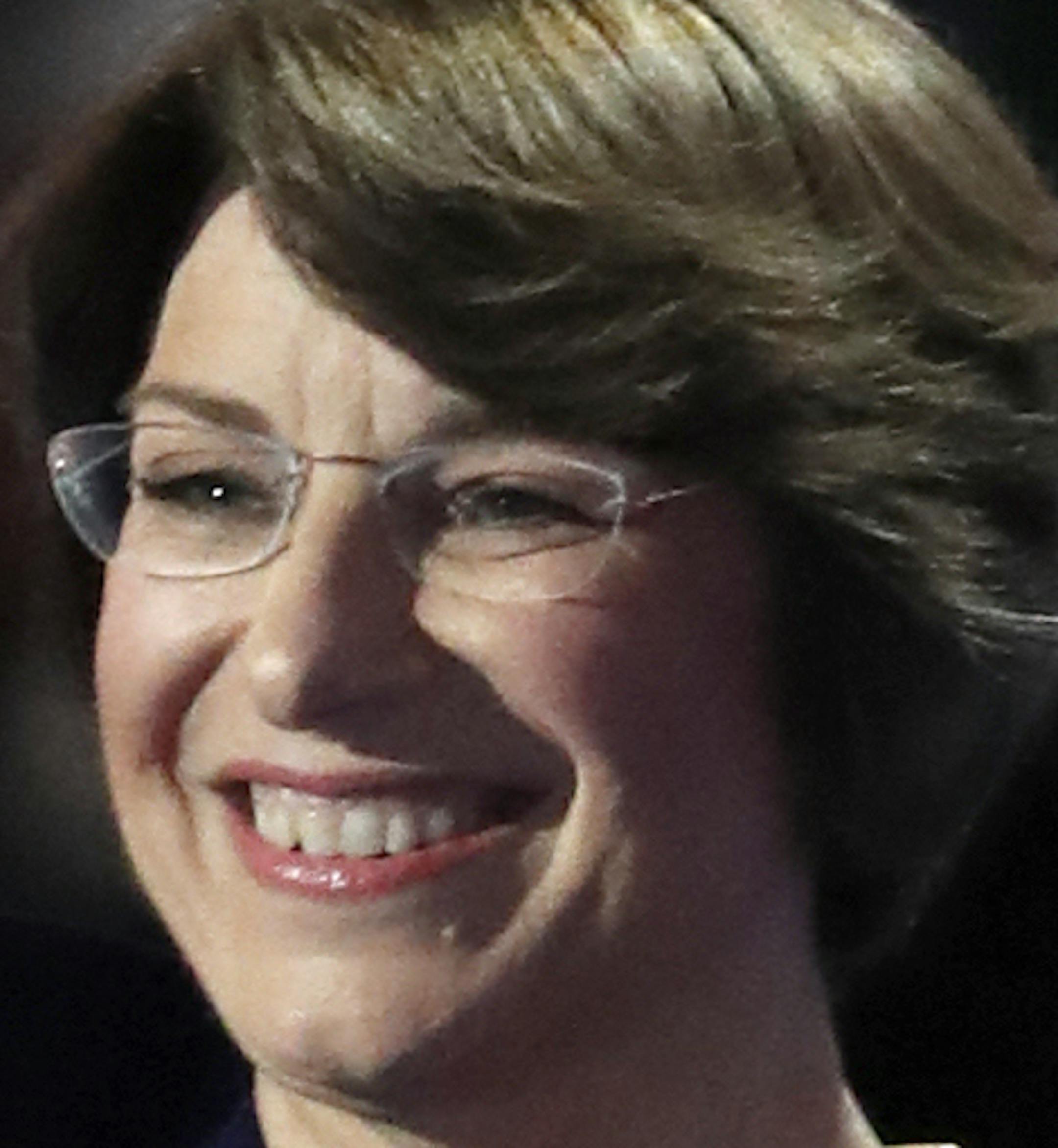 Sen. Amy Klobuchar, D-Minn., takes the stage during the second day of the Democratic National Convention in Philadelphia , Tuesday, July 26, 2016. (AP Photo/Paul Sancya)