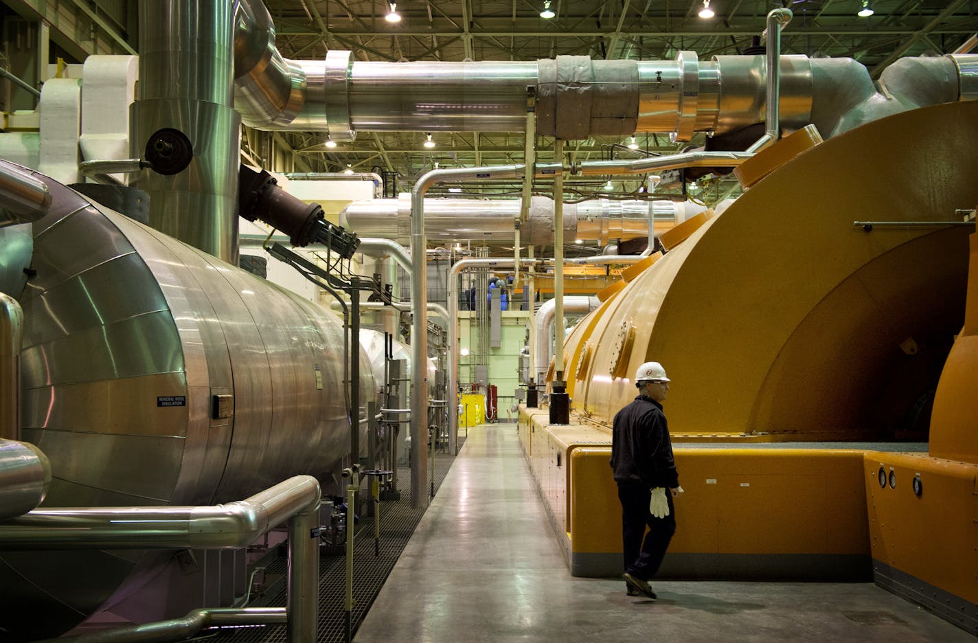 Terry Pickens, director of nuclear regulatory policy for Xcel Energy, walked by one of two steam powered generators at Prairie Island nuclear plant north of Red Wing.