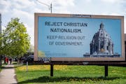 Humanists MN paid for two billboards, including this one at Como Ave. and Marion St., this spring.