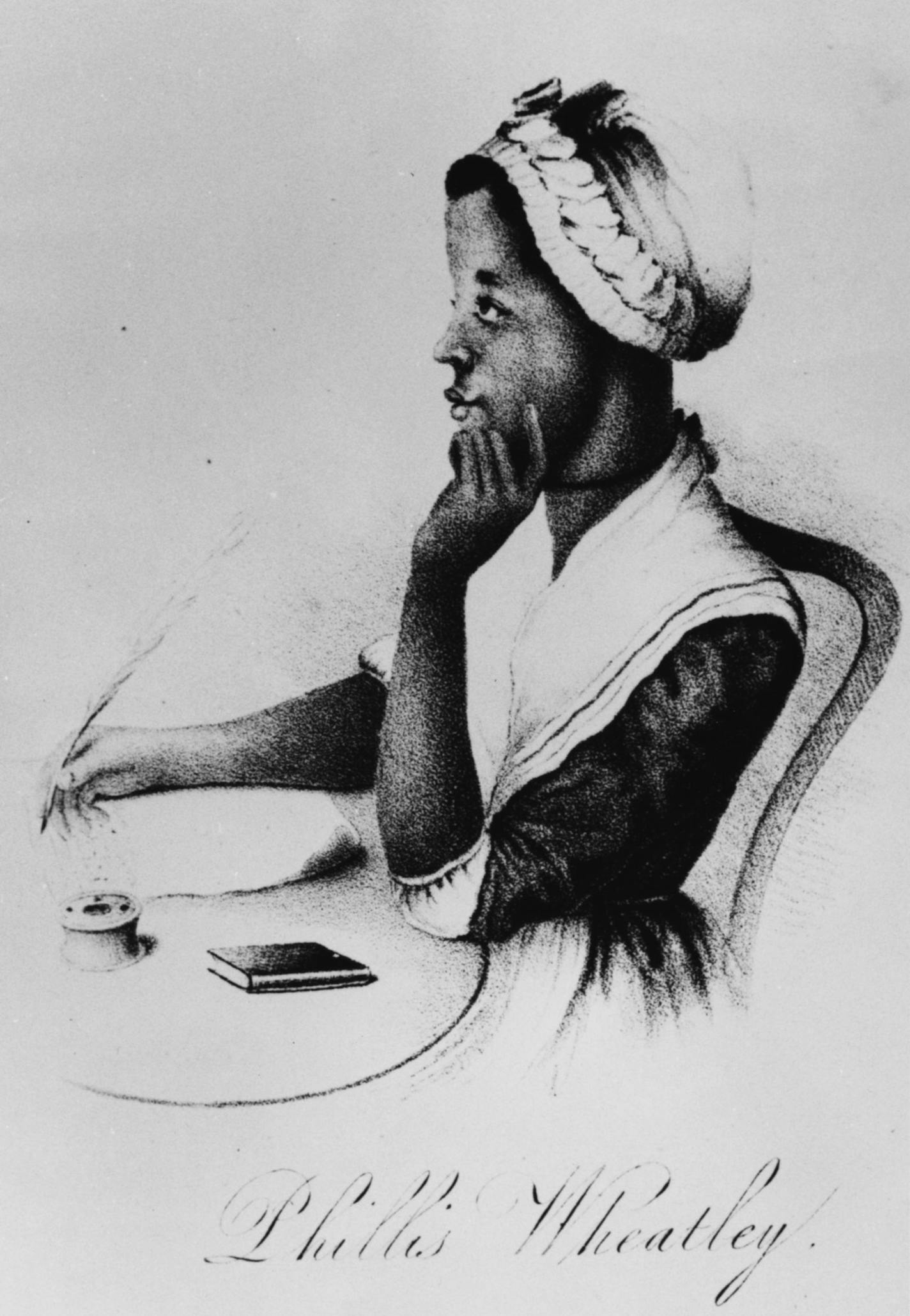 A drawing of slave poet Phyllis Wheatley.