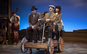 Robert O. Berdahl (Olaf), Jon Andrew Hegge (Frandsen) and Ann Michels (Inge) in &#x201c;Sweet Land the Musical&#x201d; at History Theatre.